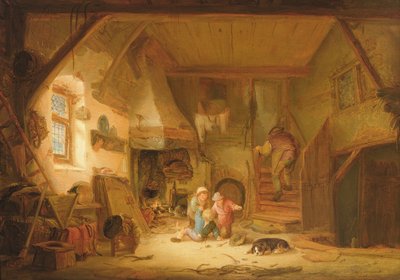 Children Playing by a Cottage Fire by Isack van Ostade